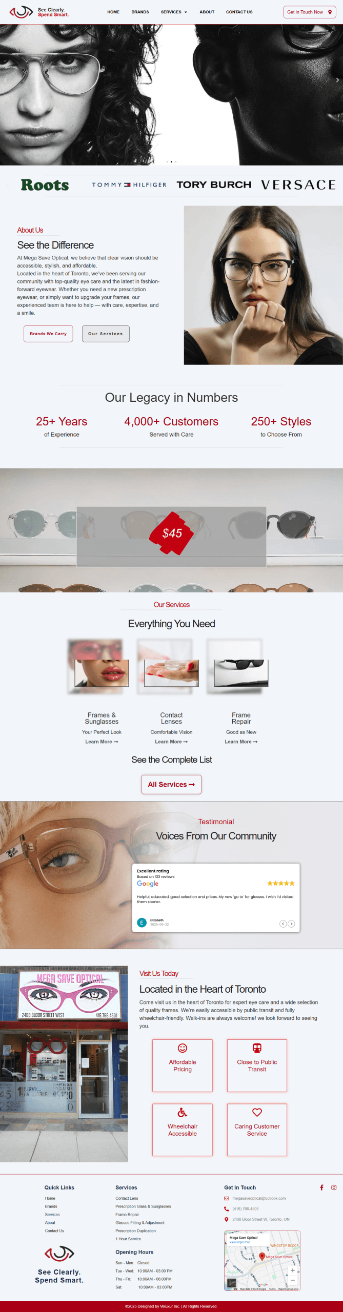 Mega Save Optical homepage