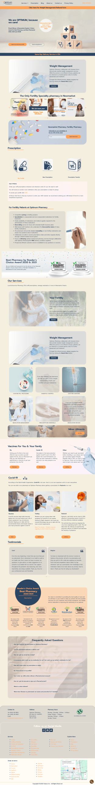 Optimum Pharmacy homepage